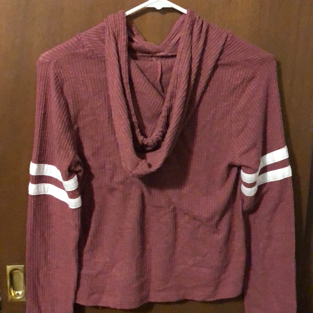 Maroon and white striped hoodie - Picture 2 of 5